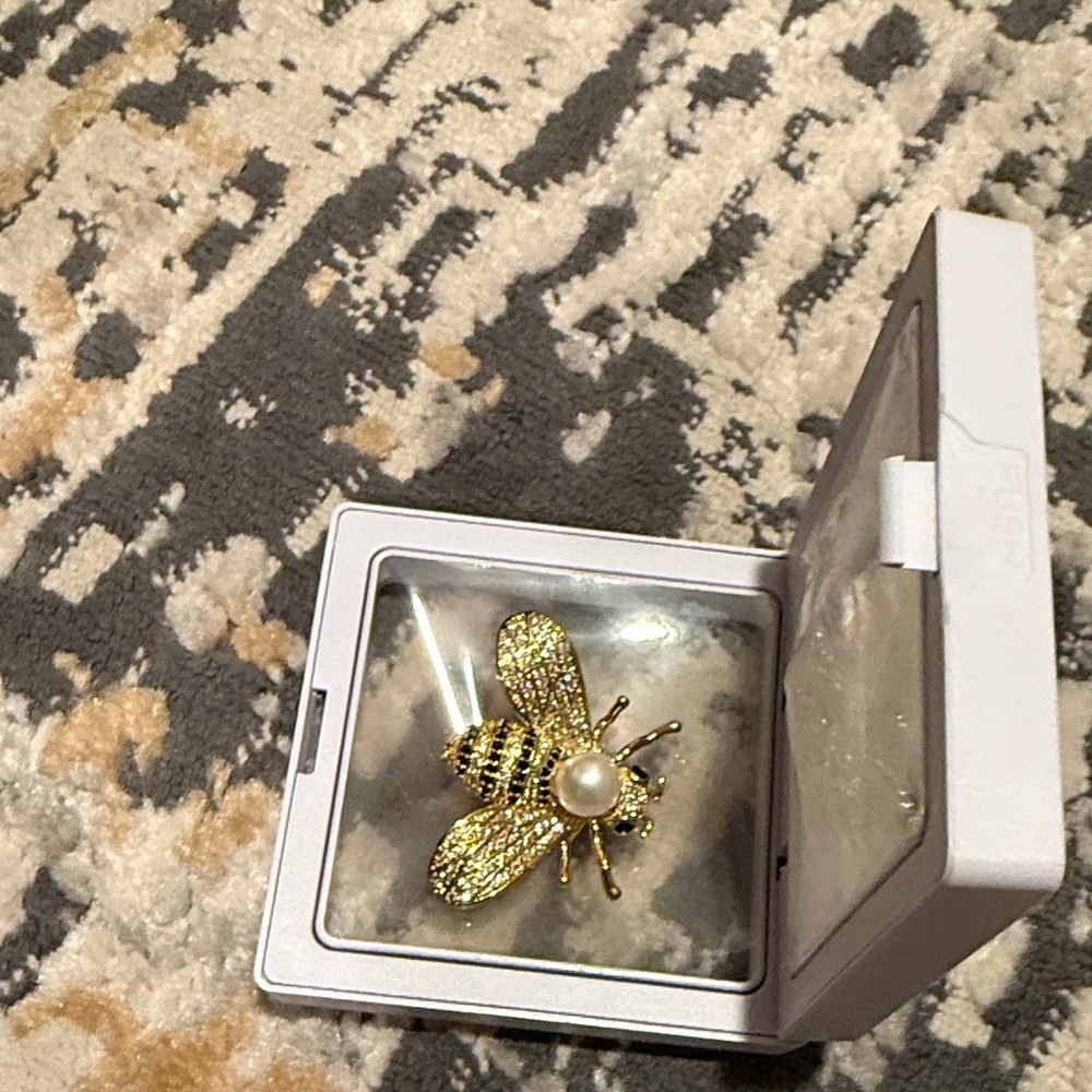 Gold and Black Bee Brooch